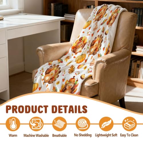 Thanksgiving Turkey Throw Blanket - Fall Pumpkin Cozy Decor 40x50 Inches - Variation of THIS listing