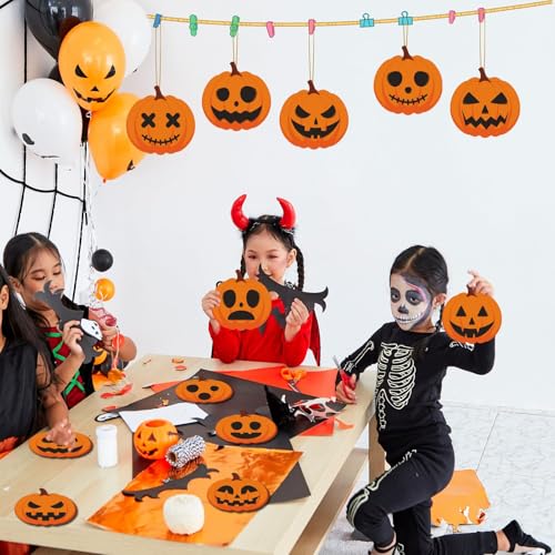 Halloween Pumpkin Wooden Ornaments - 24 Pieces, Spooky Pumpkin Wall Decor - Variation Halloween -5