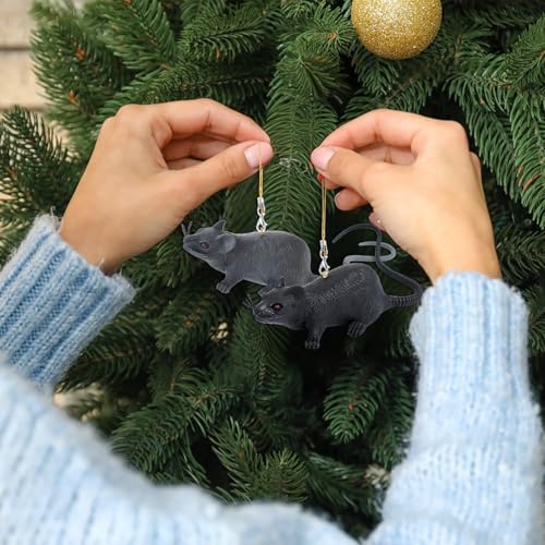 Fake Rat Ornaments Set - Realistic Plastic Mice for Halloween & Party Decor