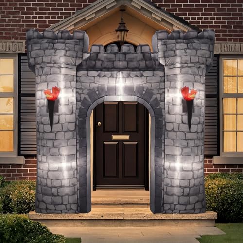 Medieval Inflatable Castle Archway with Lights - 8ft Halloween Party Decor - Variation: Medieval