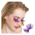 Purple Feather Dramatic Halloween False Eyelashes - Cat Eye Style, Extra Long, Festival Costume