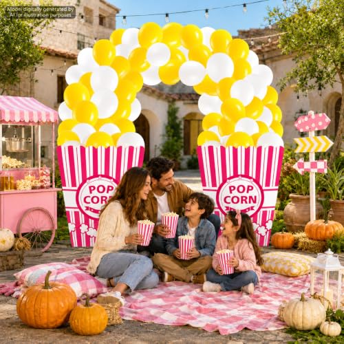 Pink Popcorn Balloon & Prop Set with Giant Popcorn Boxes - 200 Balloons (Pink / 204)