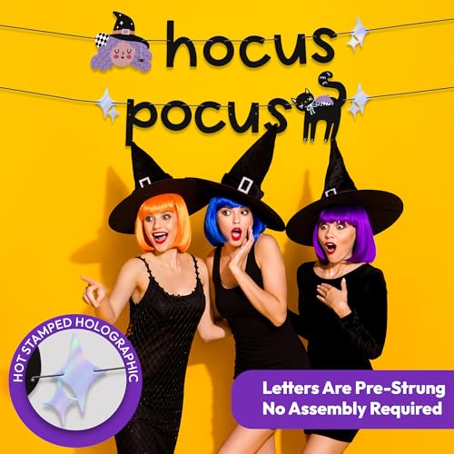 Hocus Pocus Banner - Halloween Party Decorations - Witch & Black Cat Wall Decor - Variation of THIS Listing