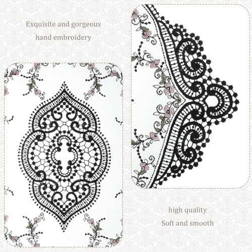 Black Lace Doilies Set of 2 - Elegant 17x12 Inch Table Decor