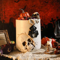 Halloween Large White Witch Cauldron Bucket 11.72" Candy Pot with Skull & Spider Design