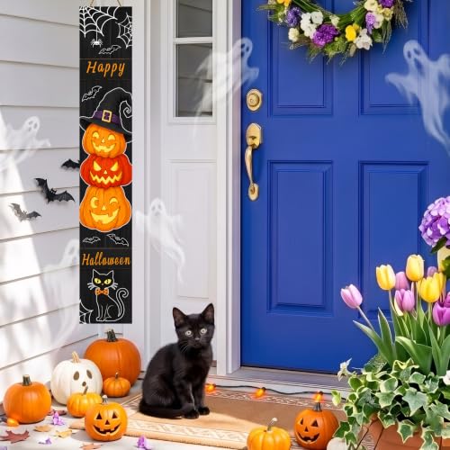 Halloween Porch Decor Welcome Sign - Outdoor Front Door Decorations - Halloween