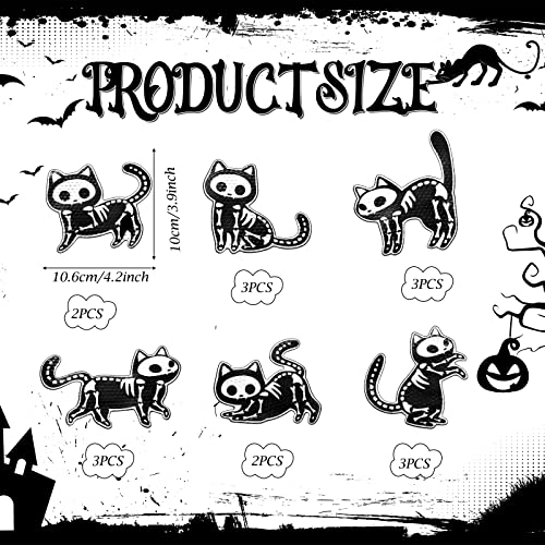 Halloween Skeleton Cat Magnets Set - Reflective Waterproof Decor for Refrigerator & Metal Surfaces