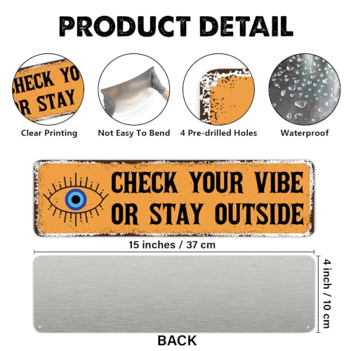 Evil Eye Welcome Metal Tin Sign - Boho Gothic Spiritual Wall Decor - Check