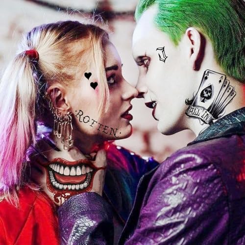 Joker HQ Temporary Tattoos Set - 6 Sheets Halloween Cosplay Body Art