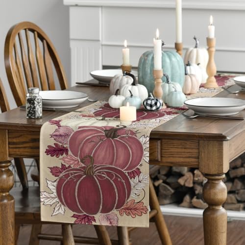 Pink 13x36 Inch Polyester Fall Table Runner for Home & Party Decor