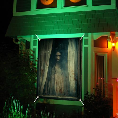 Halloween Window Cover Banner Bloody Ghost 31.5x47.3in Polyester - Variation LU90008