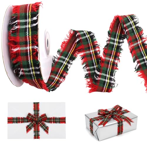 Christmas Buffalo Plaid Ribbon for Gift Wrapping & Decorations - 1 Inch x 10 Yards