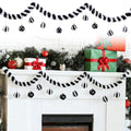Halloween Worm Garland with Black and White Ornaments - 5ft Spooky Decor