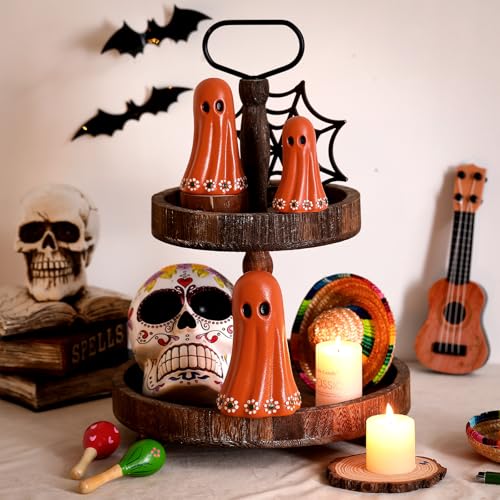 Day of the Dead Ghost Figurines Set - Mexican Halloween Decor, 3 Sizes
