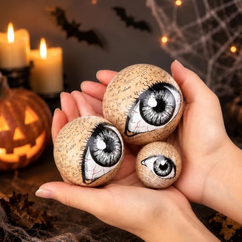 Halloween Eyeballs Orbs Set - 8 Realistic Scary Decorative Balls in 3 Sizes