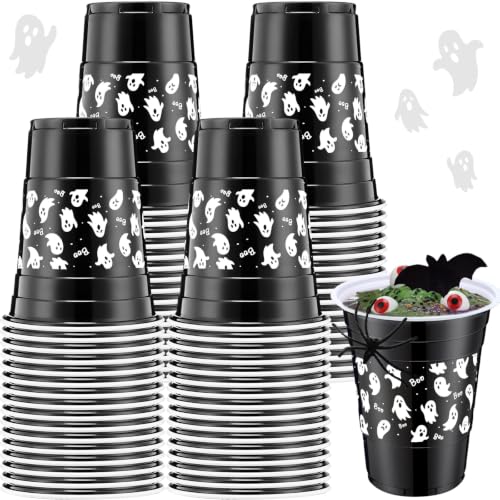 Halloween Ghost Disposable Cups 16oz - 30 Pack Ghost Skeleton Party Drinkware - Cute Ghost Variation