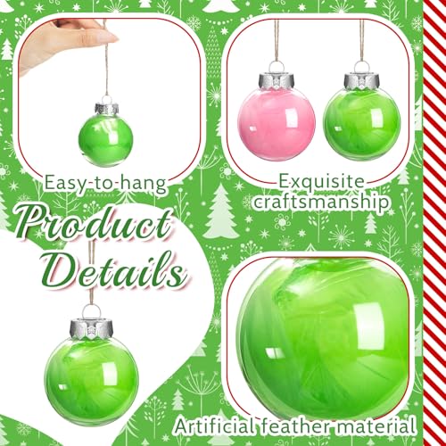 Halloween Witch Ball Ornaments - Pink and Green Christmas Tree Decor - 8 Pcs