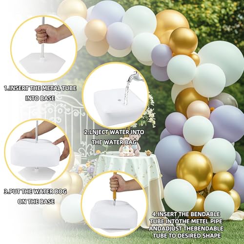 Gold Balloon Arch Stand Kit with Water Base for Weddings & Parties - 8.2Ft & 5Ft Half Arch