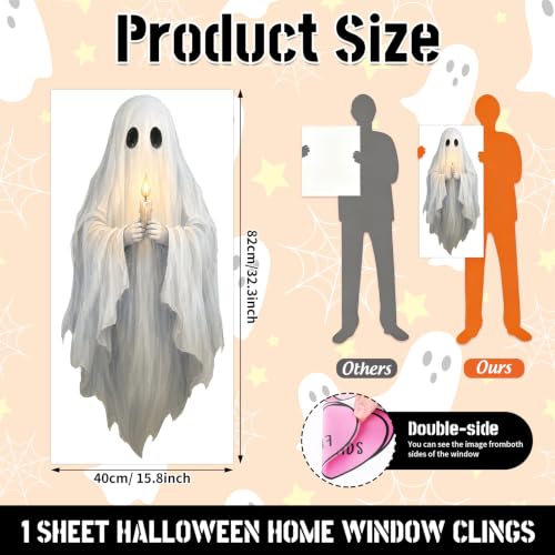 Halloween Ghost Window Clings - Spooky Reusable Decals for Holiday Decor