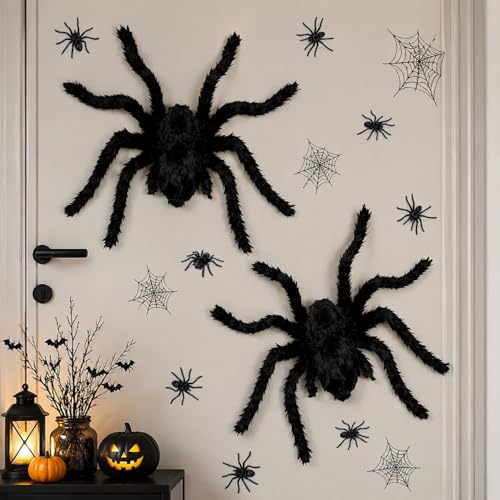 Halloween Wall Stickers Set with Spiders and Webs - Removable Indoor Decorations