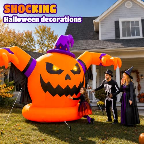 Giant 12.2 FT Halloween Inflatable Pumpkin Outdoor Decoration - Weatherproof & Reusable