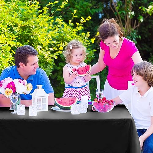 Disposable Black Plastic Tablecloths - 6 Pack, 54 x 108 Inches, Rectangle