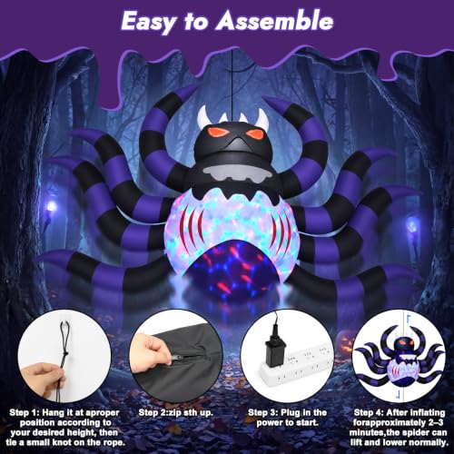 Outdoor 5.2 FT Animatronic Spider Inflatable with Up/Down Motion & LED Lights