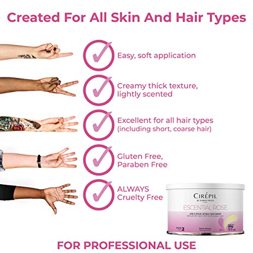 Cirepil Escential Rose Stripless Hard Wax Tin 14.11oz - Gentle Hair Removal