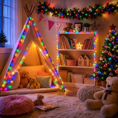 Multicolor Christmas Lights 50 Count Incandescent Mini String Lights - Green Wire