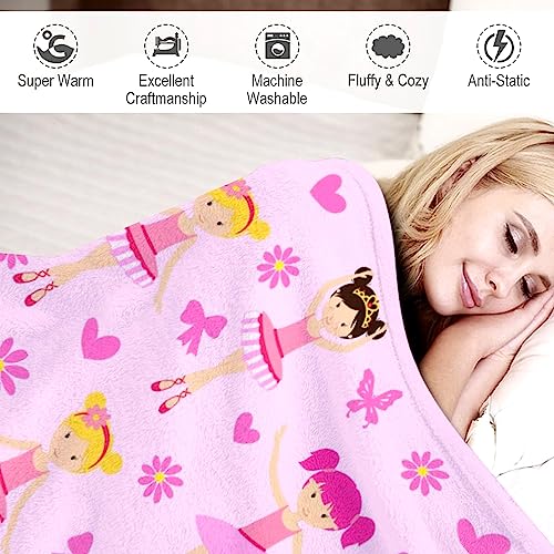 Big 80x60 Inch Girl Ballerina Blanket for Adults Super Soft Flannel Throw - Color 1