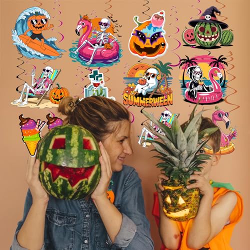 Summer Halloween Banner with Hanging Swirls - Tropical Party Decorations