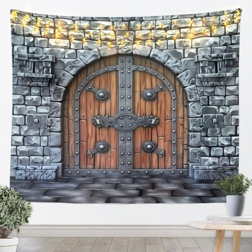 Castle Walls Tapestry Medieval Wall Hanging - Knight Room Decor, Small Variation