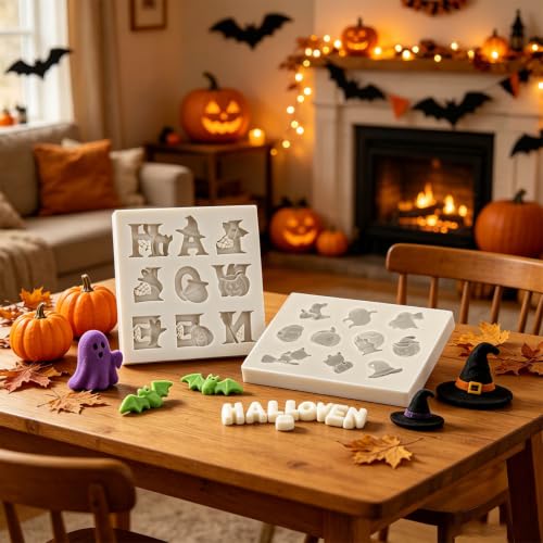Halloween Silicone Candy and Cake Mold Set - Spooky Shapes for Baking & Decorating