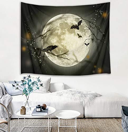 Halloween Full Moon Tapestry Wall Hanging - Grey 40x60 Inches