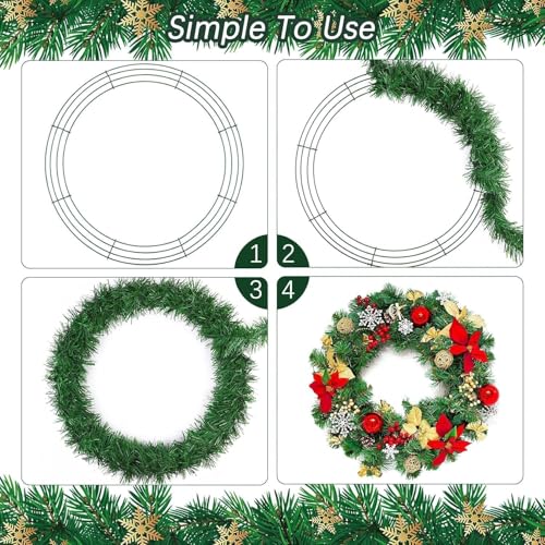 24 Pack 8 Inch Wire Wreath Frame - Dark Green Metal DIY Floral Wreaths for Holidays