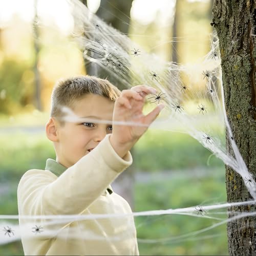 Halloween Cobwebs Decorations Set with 40 Spiders for Indoor & Outdoor Spooky Decor