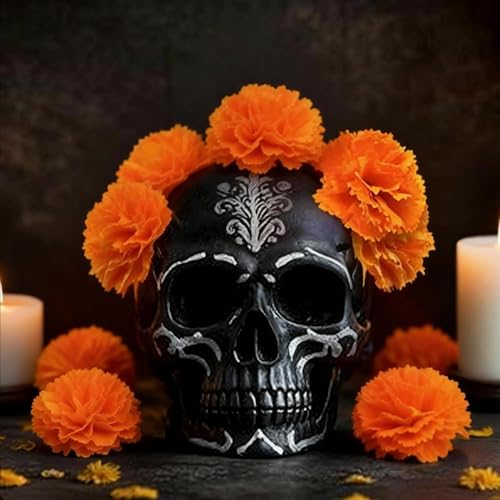 24PCS Artificial Orange Marigold Flower Heads - Decorative Faux Flowers Set