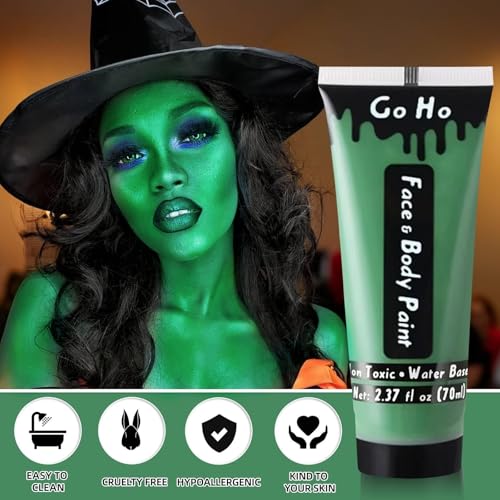 Green Face Body Paint Full Coverage for Witch Costume - Halloween Makeup