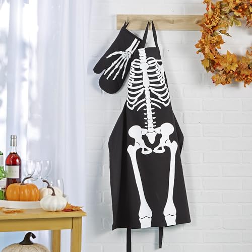 Halloween Skeleton Apron & Oven Mitt Set - Fun Kitchen Accessories