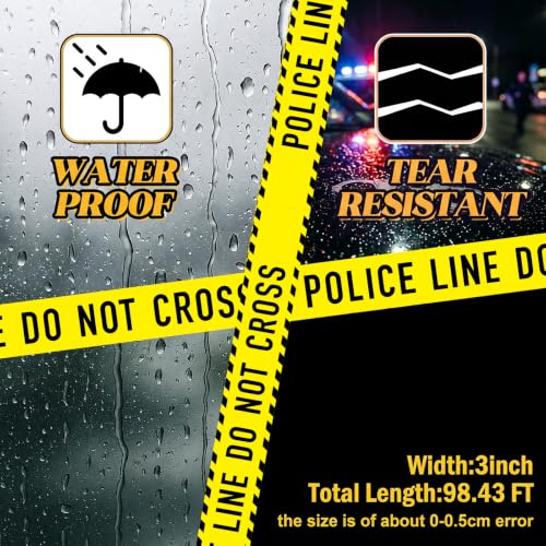 Police Line Do Not Cross Caution Tape - 2 Rolls, 3"x98 Ft, Waterproof & Durable, Party & Warning Decor