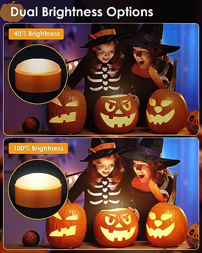 6-Pack Halloween LED Pumpkin Lights with Remote & Timer, Battery Operated Jack-O-Lantern Decor