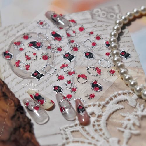 SoftSoul Black Mirror 5D Embossed Nail Stickers - Self-Adhesive Nail Art Accessories