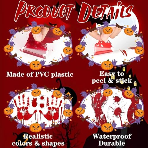 Halloween Bloody Window Stickers Set - 9 Sheets, 84 Pc Horror Decorations