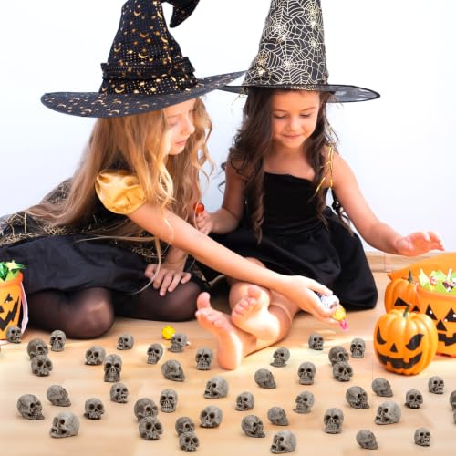 Mini Resin Skull Heads for Halloween Crafts & Decorations - 24 Pack