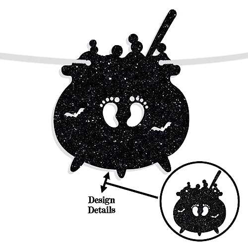 Halloween Baby Shower Banner - Black Glitter 'A Baby Is Brewing' Party Decoration