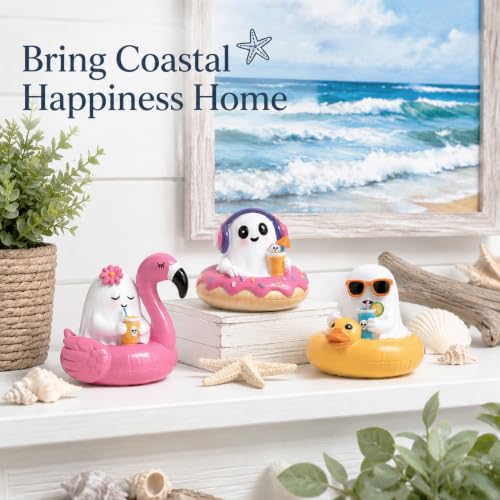 Halloween Ghost Figurines Set - Cute Pool Theme Decor for Fall & Halloween