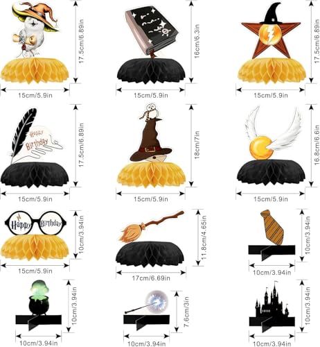 12PCS Magic Wizard Honeycomb Table Decorations for Birthday Halloween Party