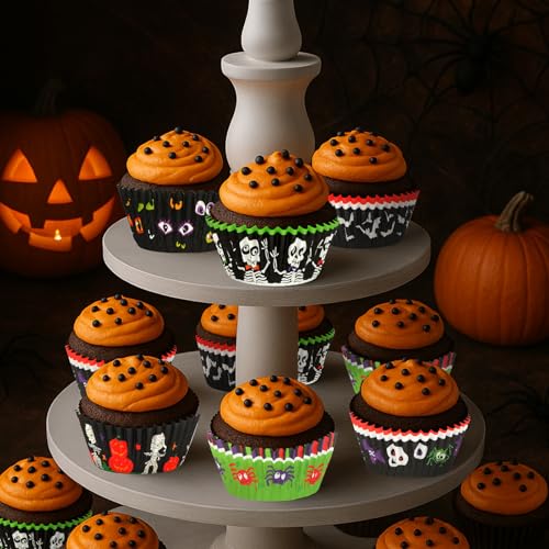 Halloween Cupcake Liners Set - 300 Pieces with 6 Styles for Baking & Party Decor