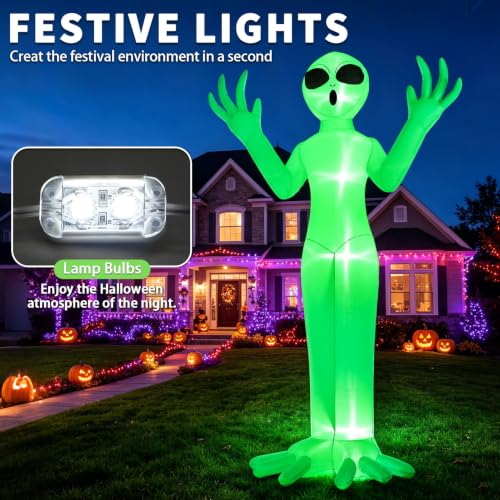 10FT Giant Halloween Alien Inflatable Outdoor Decoration with LED Lights
