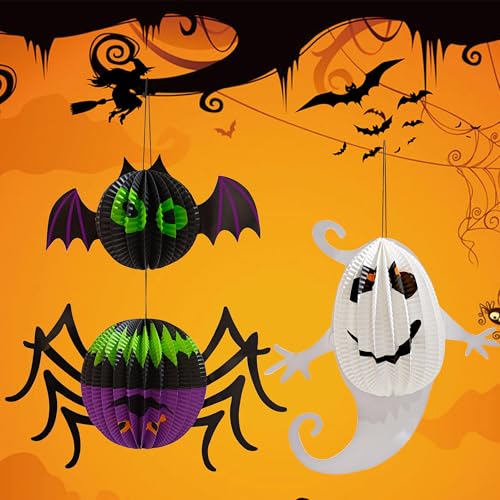 Halloween Paper Lanterns 6-Pack Pumpkin Spider Ghost Bat Decorations